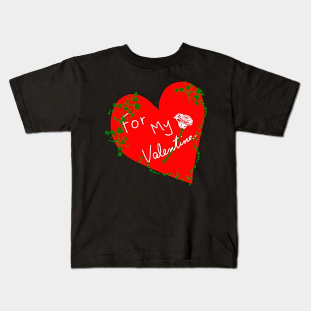 For My Valentine Ivy Heart Kids T-Shirt by designs-by-ann